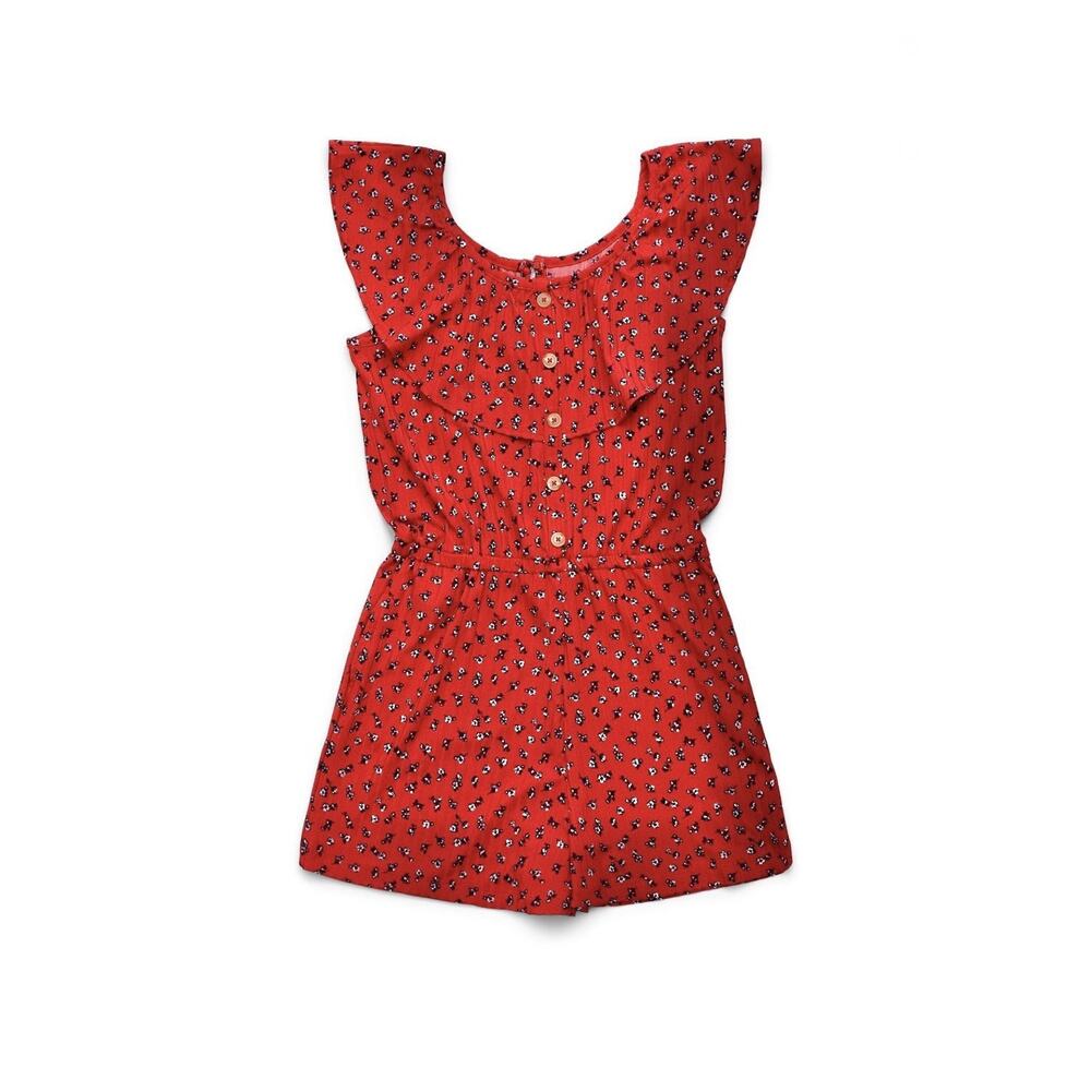 Lot Of 2 Justice Floral Ruffle Sleeveless Elastic Waist Girls Romper Size M 10 - Picture 4 of 15